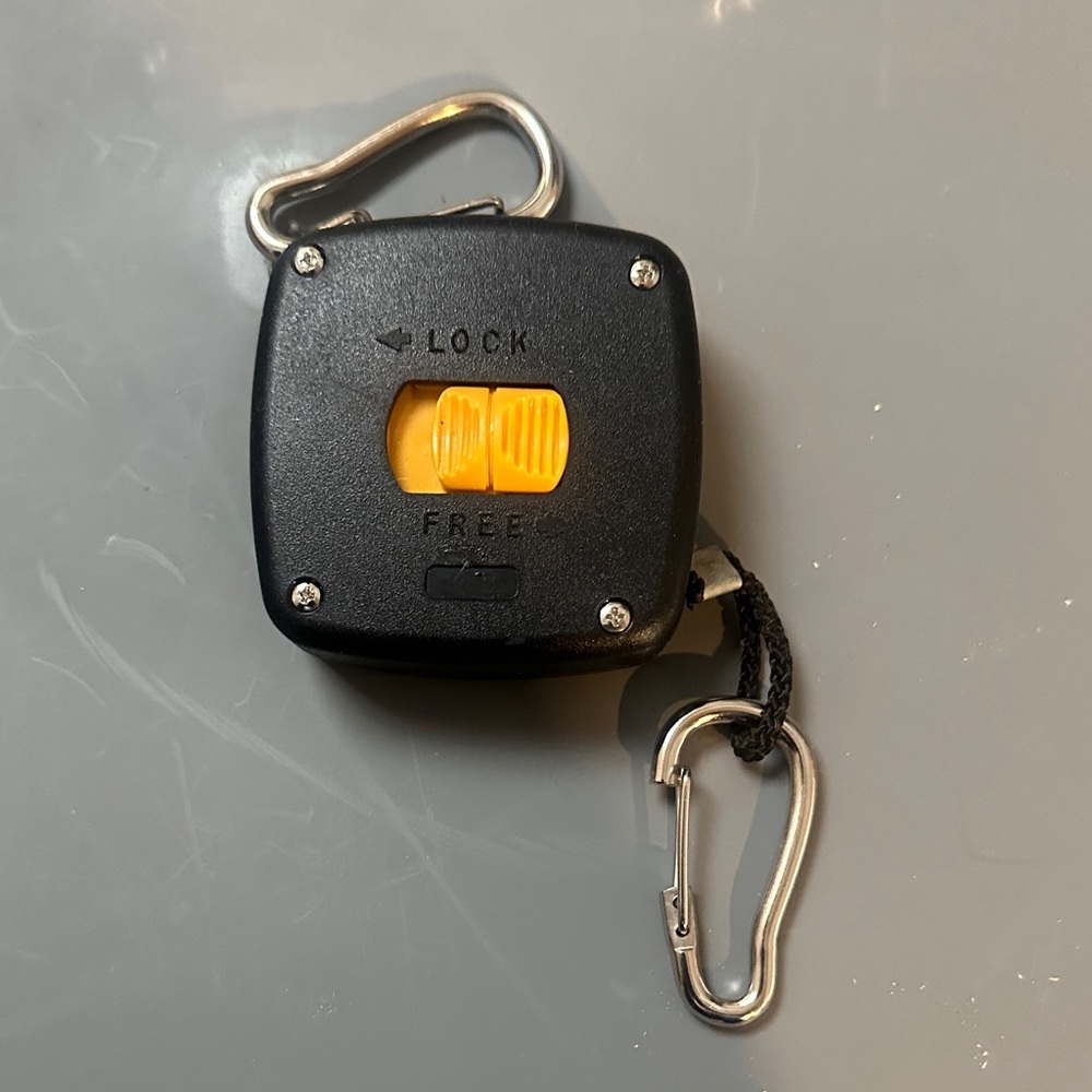 Black Keychain Retractable Reel with Yellow Slider